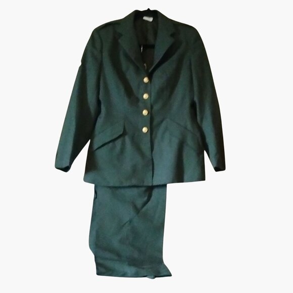 Womens Army Uniform Green Blazer 14 Slacks 11 Suit Vintage US Military Costume - Picture 1 of 16